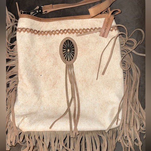 Cowhide Fringe Crossbody Purse - Picture 1 of 3